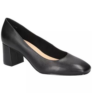 NWB Bella Vita Jillian Block Heel Square Toe Pumps Black‎ Leather Size 7.5